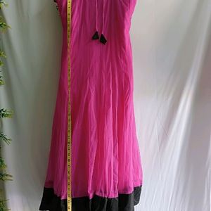 Pink Anarkali Kurti, Net Fabric