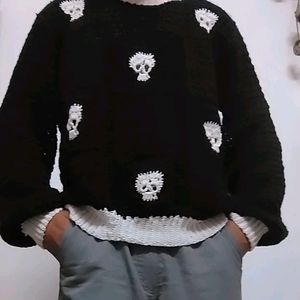 Handmade Crochet Skull Sweatshirt