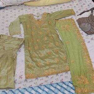 Mehndi Color Heavy Work Suit