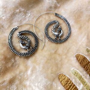 Spiral Earrings- Peacock Design