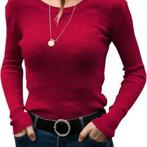 Pinterest Y2k Red Knitted Ribbed Pullover Top