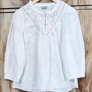 White Embroidery Work Top Size-42