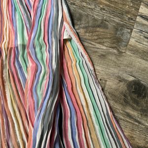 Multicolour Pleated Slit Skirt - Zara