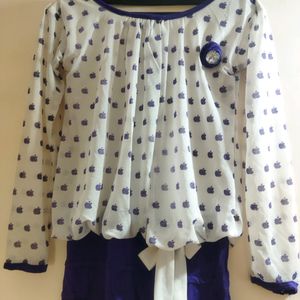 White And Violet Girl's Balloon Top