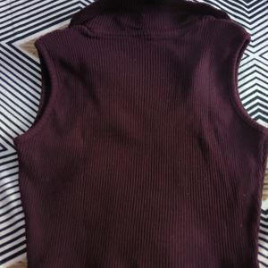 Ribbed burgundy Crop Top