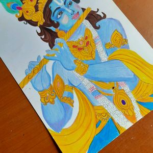 Shree Krishna Drawing With Pencil Color