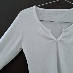 Ripped Fitted Top With Notched Neckline