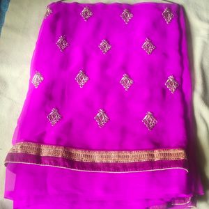 💗Saree With Stitched Blouse Pink