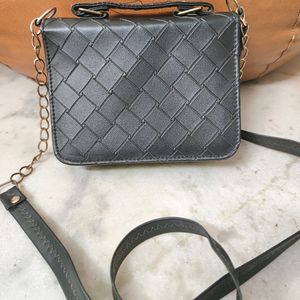 Black Patterned Sling Bag