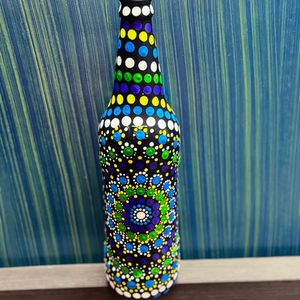 Handpainted Manadal Art Glass Bottles