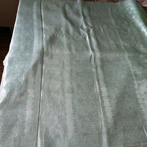 Organza Saree with Banarasi silver jari Border