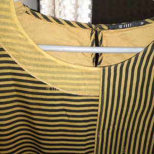 Yellow Stripes  Fited Kurti