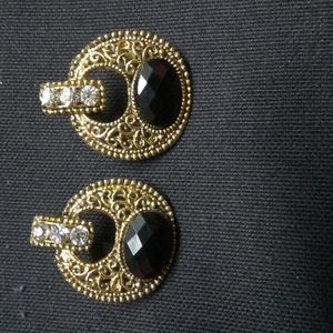 Black and Golden Oxidised Eartops