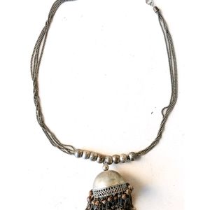 Oxidised Jhumka Ghungroo Large Pendant + Chain