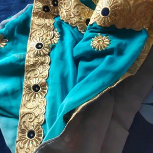 Saree With Embroidery Work Stiched Blouse