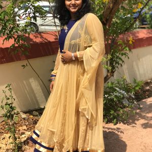 Blue Gold Lehenga With Accessories