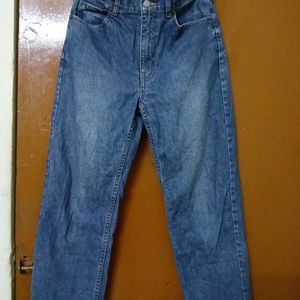 High Waisted Blue Ankle Length Jeans