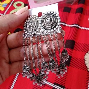 20/- Off .Oxidised Long Earrings And Tika