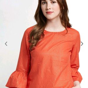 Akkriti by Pantaloons Orange Crop Top L