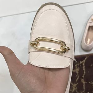 Women Loafers With Gold Buckle On Top