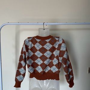 Crop Argyle Sweater