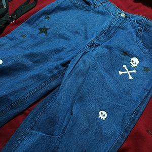 🌷Unisex Custom Skull Jeans ☠️