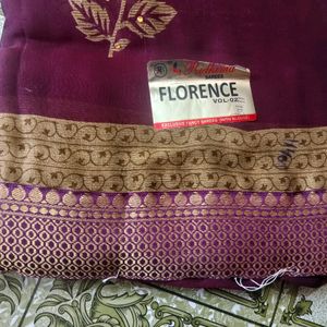 'Purple Florence Saree' With Blouse