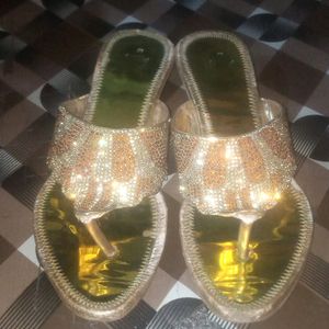 Beautiful Orangish Golden Stone Heels