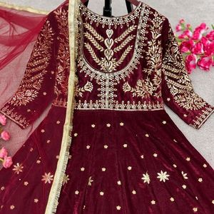 Readymade Velvet Designer Anarkali Suit