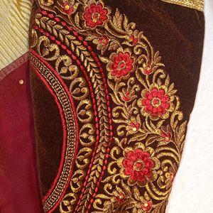 Sari With Velvet Blouse