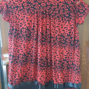 Red Animal Print Top