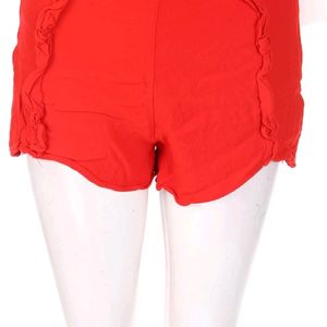 Womens H & M Red Ruffle High Waisted Short
