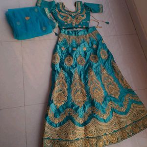 Sea Green Lehenga, Blouse And Dupatta