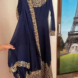 Navy Blue Embroidery Kurta Dupatta