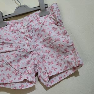 Pink Cotton Shorts For Girls