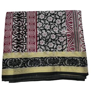 New White Cotton Saree Black Prints #flashsale