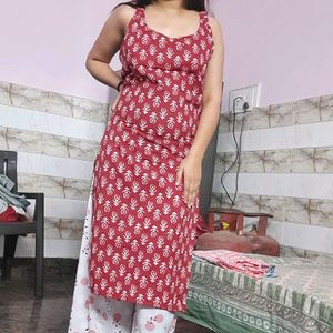 Kurti Red Cotton Print