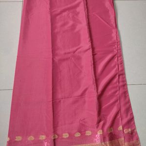 New Rajwadi Satin Silk Saree In Pink With Zari