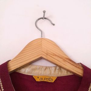 Burgundy Embroidered Kurta (Women's)