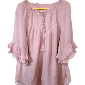 Peach Flounce Top