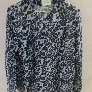 Animal Print Sheer Shirt