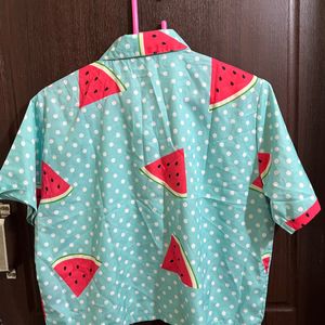 Crop Shirt, Water Melon Printed Shirt