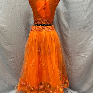 Orange Crop Top ,choli Lehenga