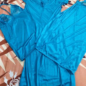 Women Fancy Solid 3 Piece Nighty Unused💙