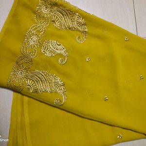 Limegreen With Golden Saree