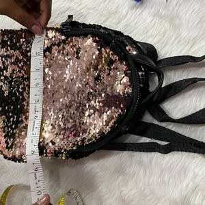 Sequin rose gold small backpack