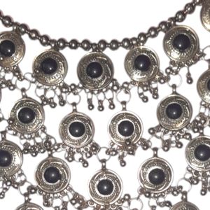 Layered Luxury: Silver Oxidized Coin Neckpiece