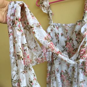 Cottage Core Floral Ruffle Top