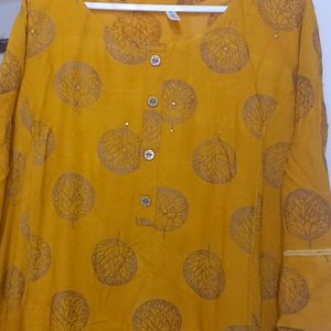 Mustard Cotton Kurti xxl Size