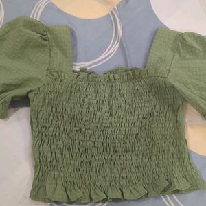 Green Puff Sleeve Top